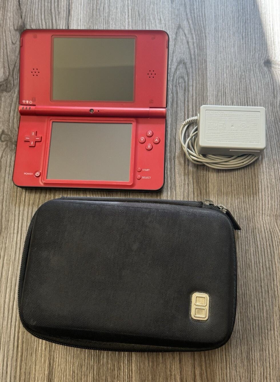 Nintendo DSi XL Red Console UTL-001 w/ 4GB Memory Card, Charger, & Case Modded